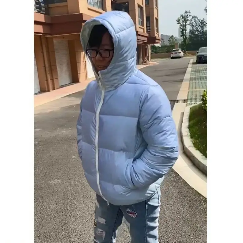new design light white color changing into blue winter cotton silk hoodie puffer jacket bubble coat for women outdoor fashion
new design light white color changing into blue winter cotton silk hoodie puffer jacket bubble coat for women outdoor fashion