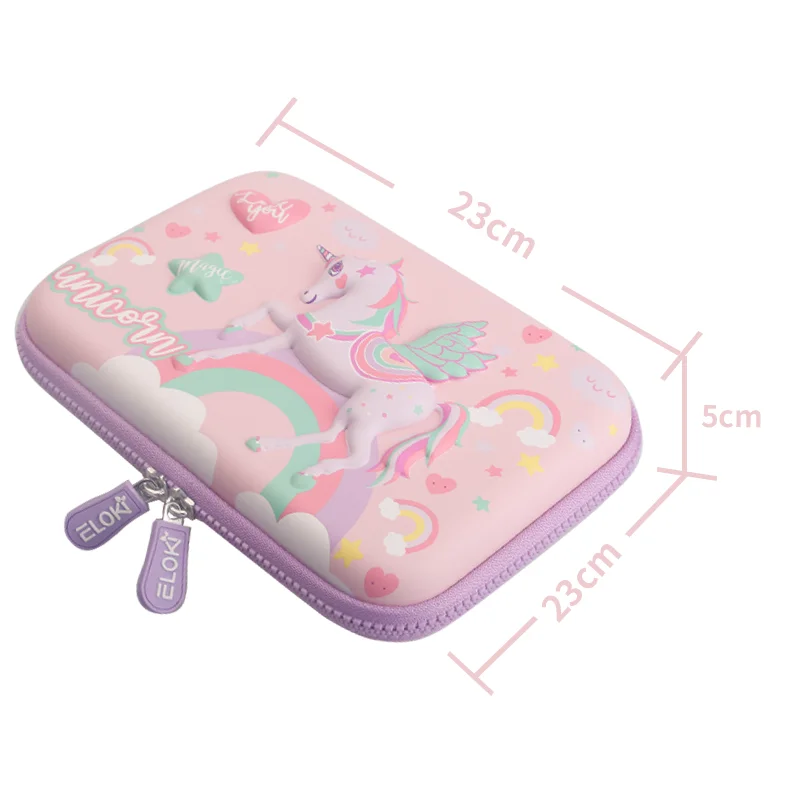 Colored Custom School Students Zipper 3D EVA Pencil Case Pouch Large Capacity Children Pencil Bags with Handle manufacture