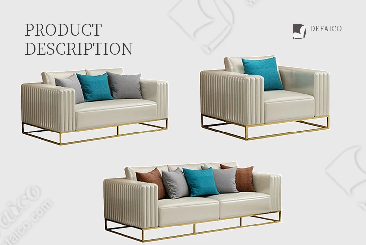 Bespoke Style Luxury Top Grain Genuine White Leather Metal Base L Shape Sectional Sofa Set with Chase