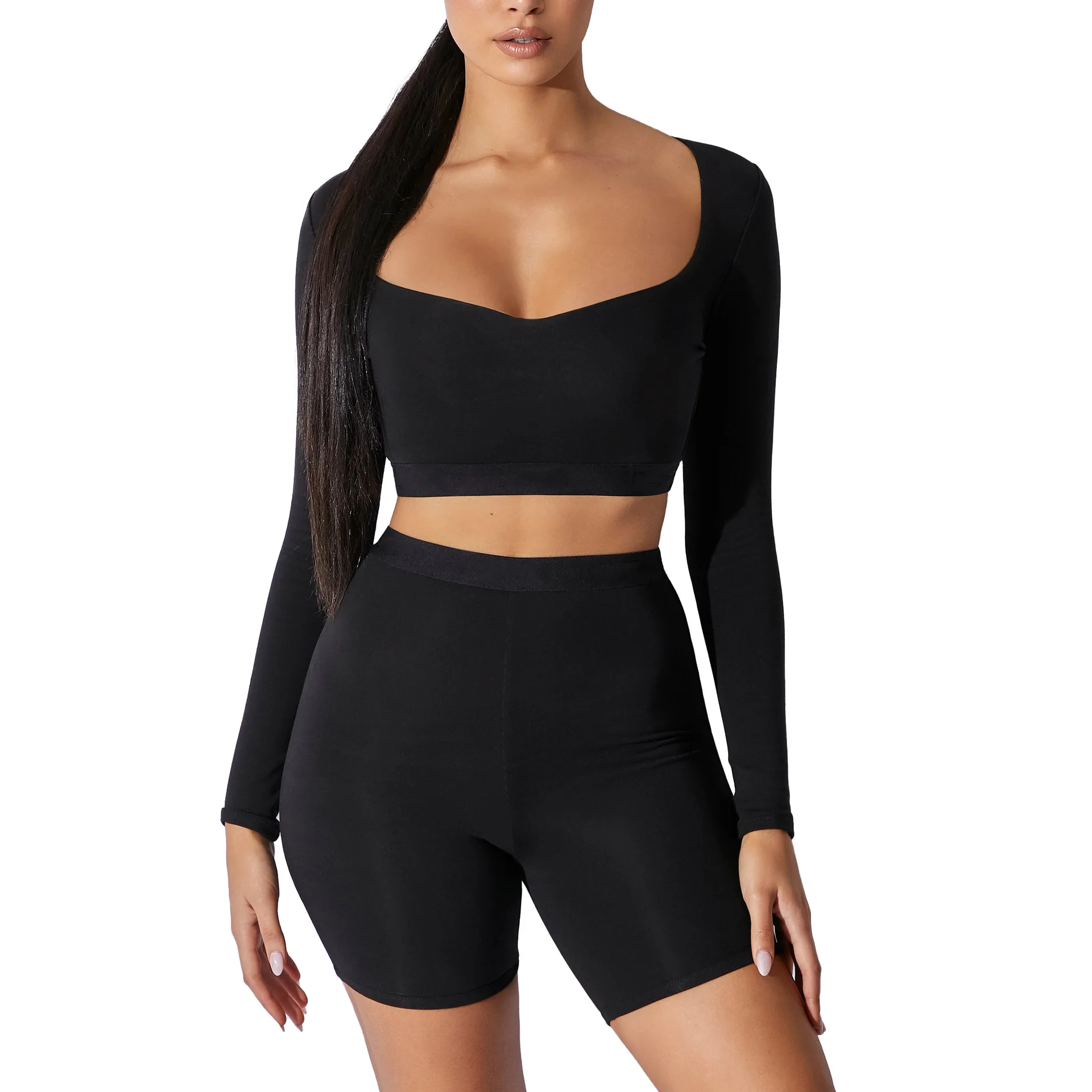 Sport Girls Fitness Yoga shorts set Long sleeve Sexy CROP TOP AND High Waist Legging Yoga Set, Customized colors
Sport Girls Fitness Yoga shorts set Long sleeve Sexy CROP TOP AND High Waist Legging Yoga Set, Customized colors