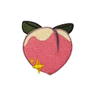 Tajima Digitizing Artwork Fabric Peach Logo Embroidered Badges Weaving Iron on Embroidery