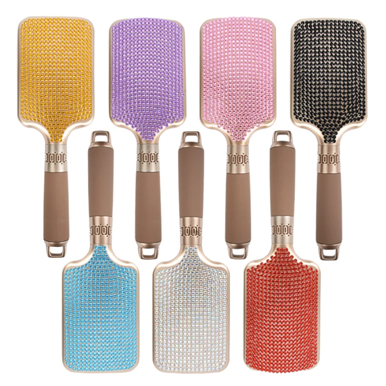Custom logo plastic rhinestone crystal glitter hair brush bling diamond air cushion paddle hair brush wholesale, Customized
Custom logo plastic rhinestone crystal glitter hair brush bling diamond air cushion paddle hair brush wholesale, Customized