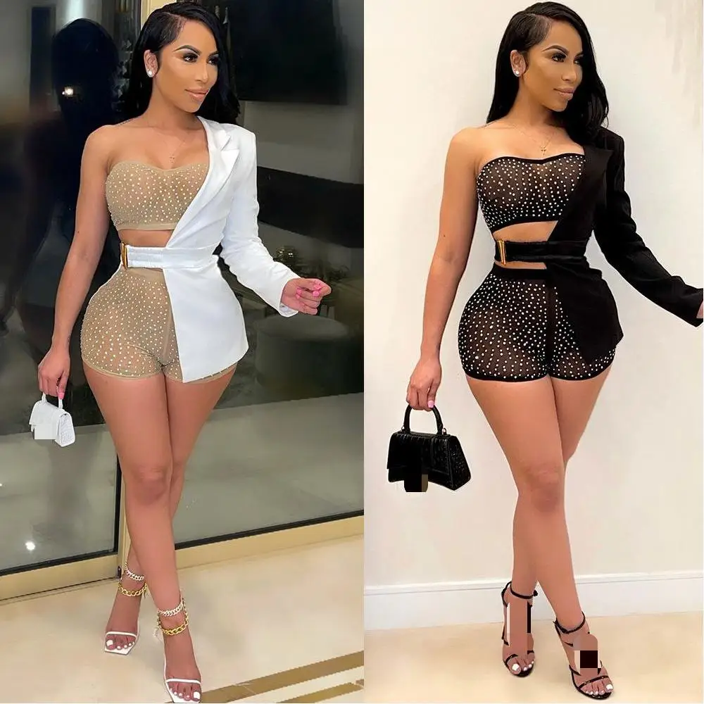 2021 Solid Suit Dress Women Body Summer One Shoulder Short Set For Woman 3 Piece Set
2021 Solid Suit Dress Women Body Summer One Shoulder Short Set For Woman 3 Piece Set