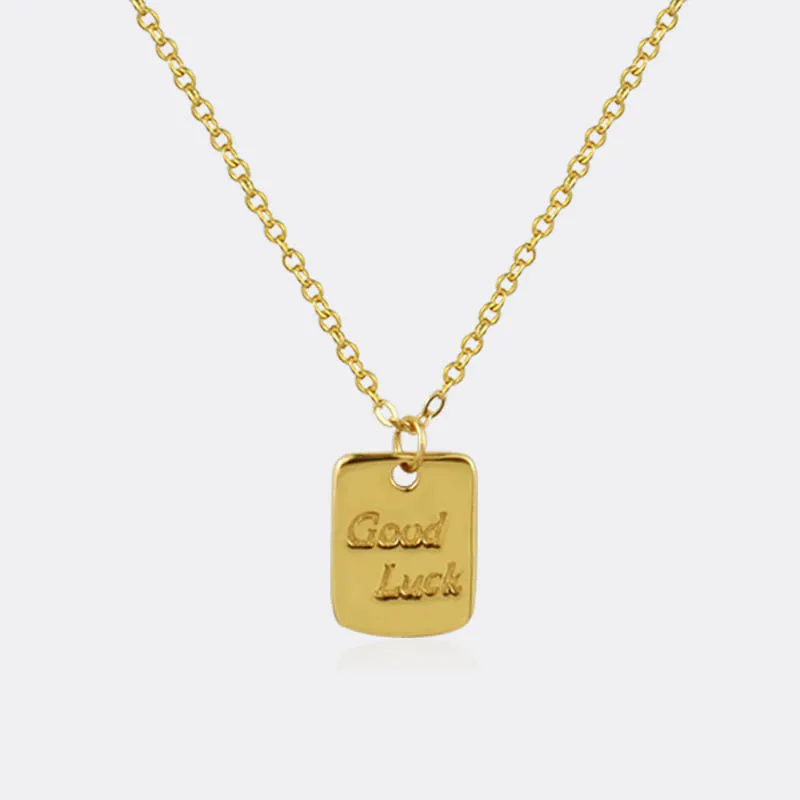 18k Gold Plating Geometric Square Tags Pendant Necklace Letter Good Luck Necklace for jewelry gift
18k Gold Plating Geometric Square Tags Pendant Necklace Letter Good Luck Necklace for jewelry gift