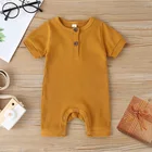 Baby Organic Cotton Hot Sale Knitted Baby Romper Short Sleeves Bodysuits Organic Cotton Baby Jumpsuits
