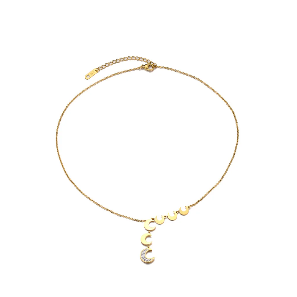 Hot Sell Waterproof Stainless Steel Jewelry Diamond Moon Tassel Pendant Crescent Fashionable Necklace For Her Gift
Hot Sell Waterproof Stainless Steel Jewelry Diamond Moon Tassel Pendant Crescent Fashionable Necklace For Her Gift