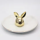 Ceramic Rabbit Ring Holder for Engagement and Wedding Band Display Holiday Gifts