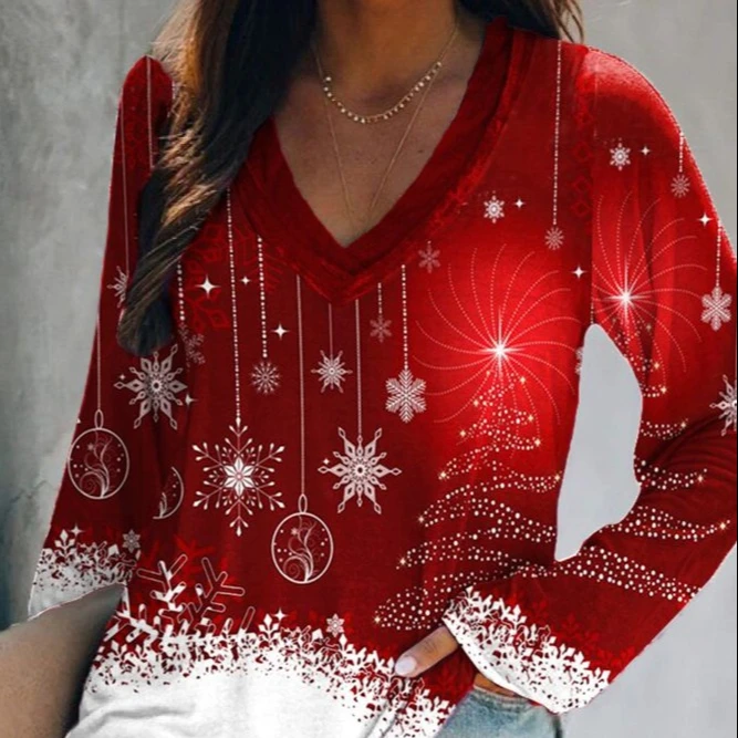 Christmas Women Xmas Star Long Sleeve V Neck Plus Size Printed Tops T-shirts Plus size Pullover
Christmas Women Xmas Star Long Sleeve V Neck Plus Size Printed Tops T-shirts Plus size Pullover