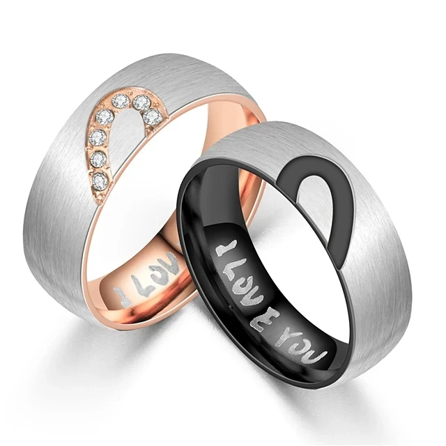 Couple Rings Two tone Silver I Love You Titanium Steel Heart Love Friendship Ladies Simple Bridal 2pcs / Engagement Ring
Couple Rings Two tone Silver I Love You Titanium Steel Heart Love Friendship Ladies Simple Bridal 2pcs / Engagement Ring