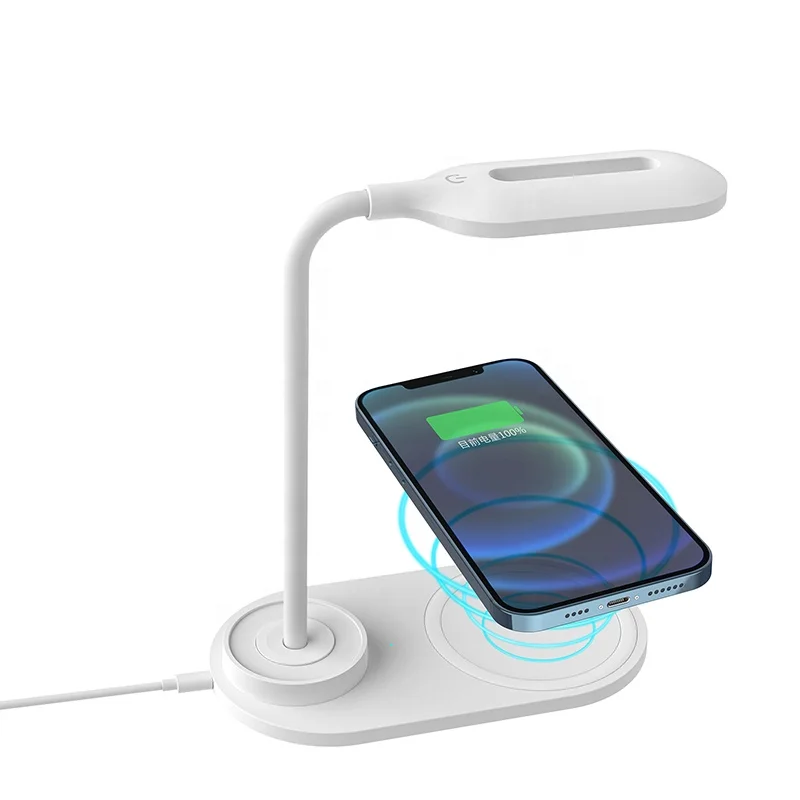 

Amazon Hot Selling Cheaper Wireless Charger LED Lamp Flexible Lamp-post Universal Night Lamp Mobile Cellphone Charging Chargers, White blue