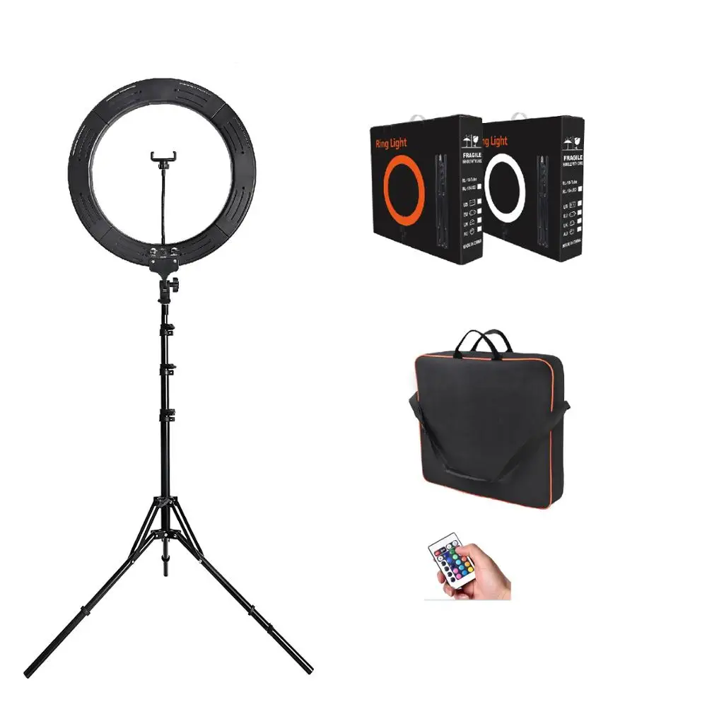 Phillipiness Free Shipping FOSOTO RL18 RGB Remote control LED lighting 18 inch ring light with tripod stand & 3 phone holder, Black
Phillipiness Free Shipping FOSOTO RL18 RGB Remote control LED lighting 18 inch ring light with tripod stand & 3 phone holder, Black