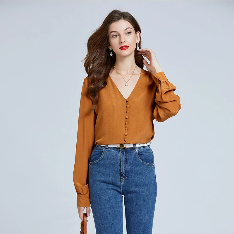 Wholesale 18mm Crep De Chine Silk Blouses Women Long Sleeve Silk Blouse Versatile Silk Shirts For Women
Wholesale 18mm Crep De Chine Silk Blouses Women Long Sleeve Silk Blouse Versatile Silk Shirts For Women