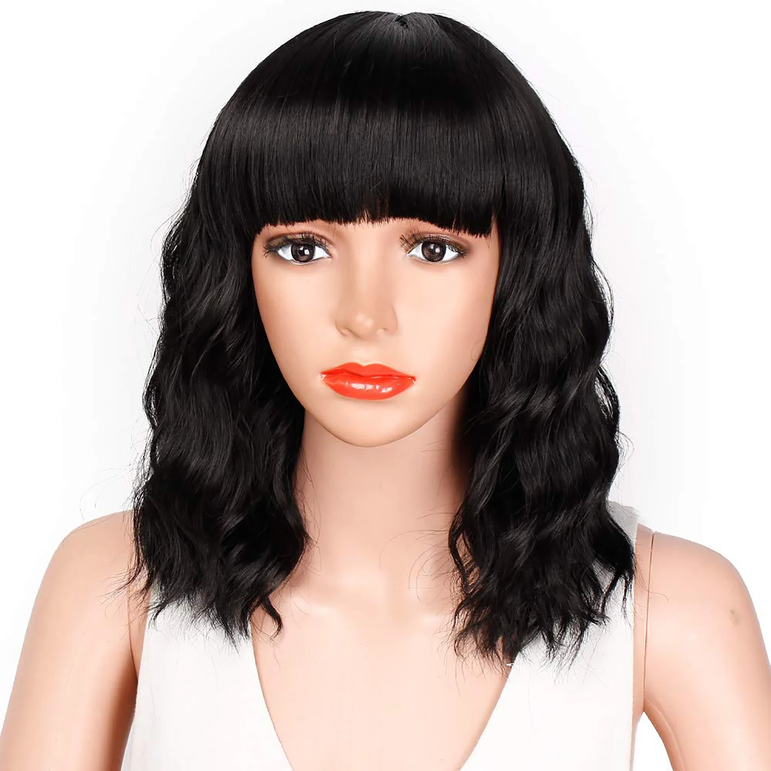 Amazon wholesale European and American high quality natural black synthetic fiber wigs
Amazon wholesale European and American high quality natural black synthetic fiber wigs