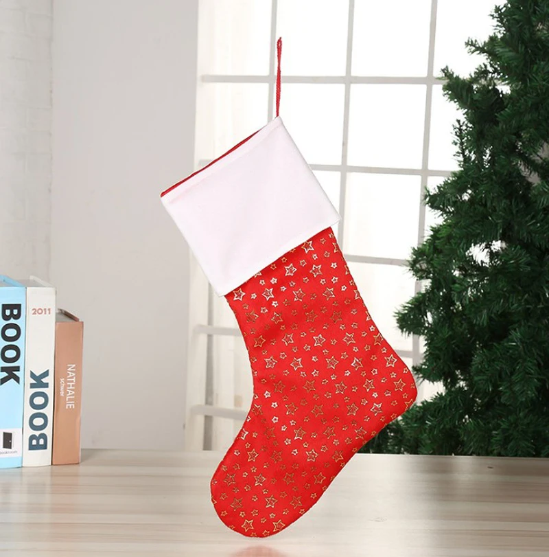 christmas stocking plaid santa claus sock gift candy bag kids