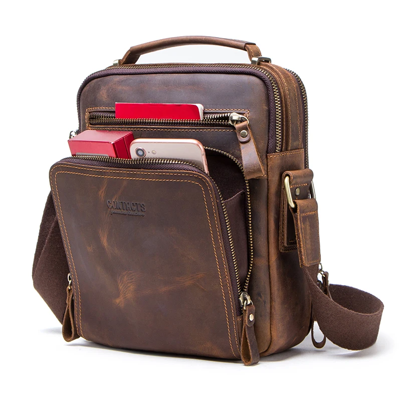 contact's wholesale vintage crazy horse leather adjustable webbing shoulder strap 7.9" laptop men's clutch messenger bag leather, Coffee, black, brown or customized
contact's wholesale vintage crazy horse leather adjustable webbing shoulder strap 7.9" laptop men's clutch messenger bag leather, Coffee, black, brown or customized
