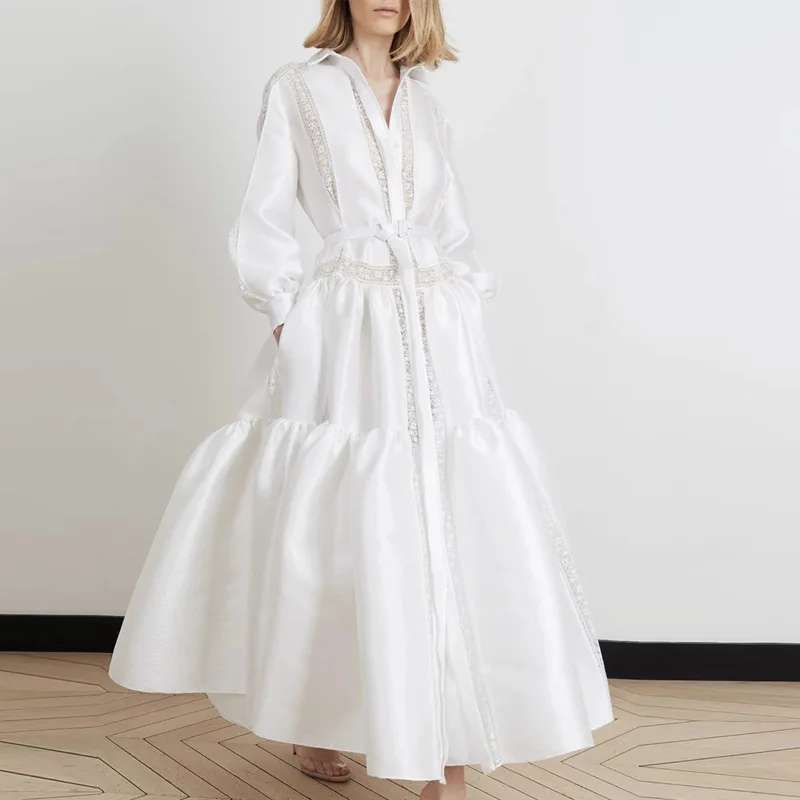 Qz0223 Women Long Sleeve Lace Edge Patchwork White Dress Ladies Fashion Dresses Wholesale
Qz0223 Women Long Sleeve Lace Edge Patchwork White Dress Ladies Fashion Dresses Wholesale