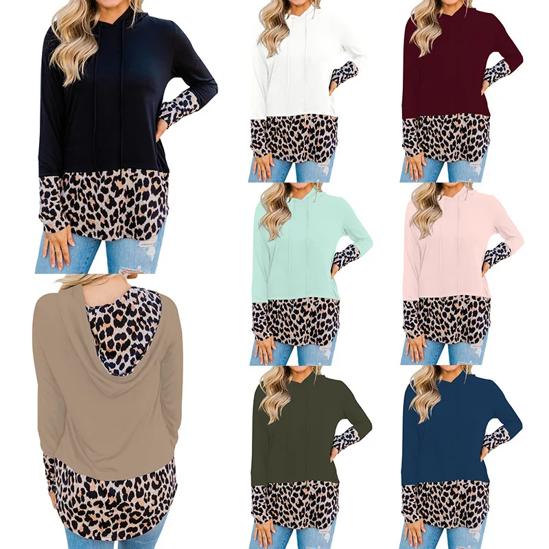 Wholesale women's new autumn hoodie leopard print stitching print top all-match long-sleeved T-shirt
Wholesale women's new autumn hoodie leopard print stitching print top all-match long-sleeved T-shirt