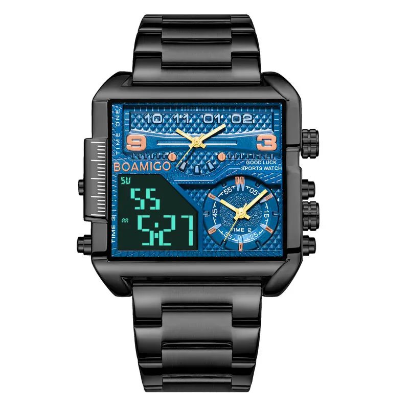 BOAMIGO 2021 New Top Brand Luxury Fashion Men Watches black Stainless Steel Sport square digital analog Big Quartz Watch for Men
BOAMIGO 2021 New Top Brand Luxury Fashion Men Watches black Stainless Steel Sport square digital analog Big Quartz Watch for Men