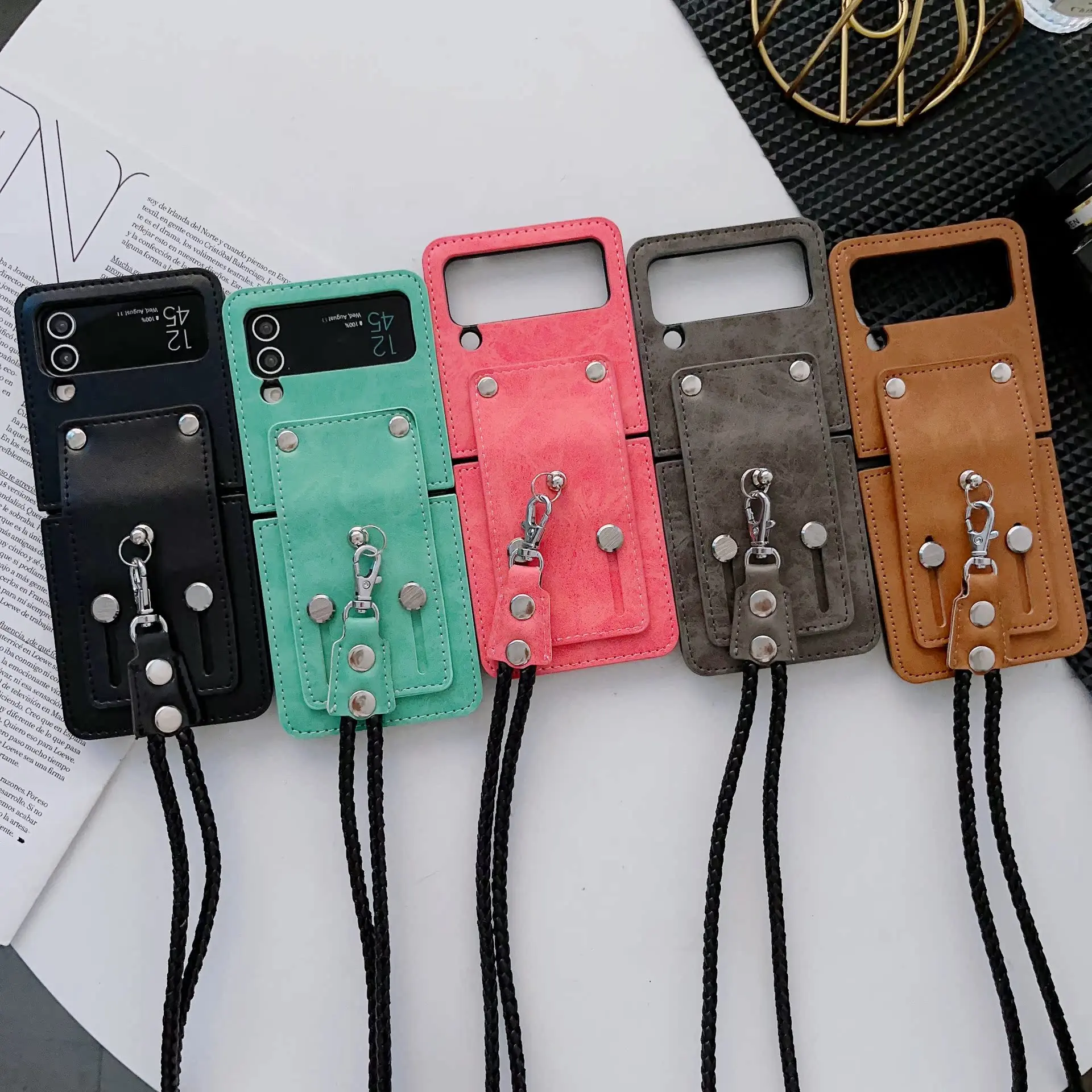 Luxury pu leather ring holder crossbody Phone strap with Folding protect Phone Case For Samsung Galaxy ZFlip4 3 5 5G 
Luxury pu leather ring holder crossbody Phone strap with Folding protect Phone Case For Samsung Galaxy ZFlip4 3 5 5G