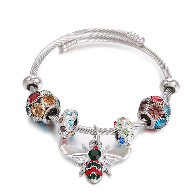 2021 Hot Sale Gold Plated Stainless Steel Bee Bracelet Colorful Diamond Adjustable Bangle Jewelry Wholesale for Women Girls, As picture
2021 Hot Sale Gold Plated Stainless Steel Bee Bracelet Colorful Diamond Adjustable Bangle Jewelry Wholesale for Women Girls, As picture