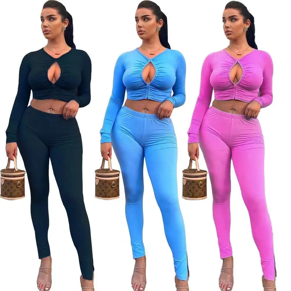 2022 new design solid color slim fit crop top and leggings set 2 piece ladies split pants set sexy, 3 colors as picture
2022 new design solid color slim fit crop top and leggings set 2 piece ladies split pants set sexy, 3 colors as picture