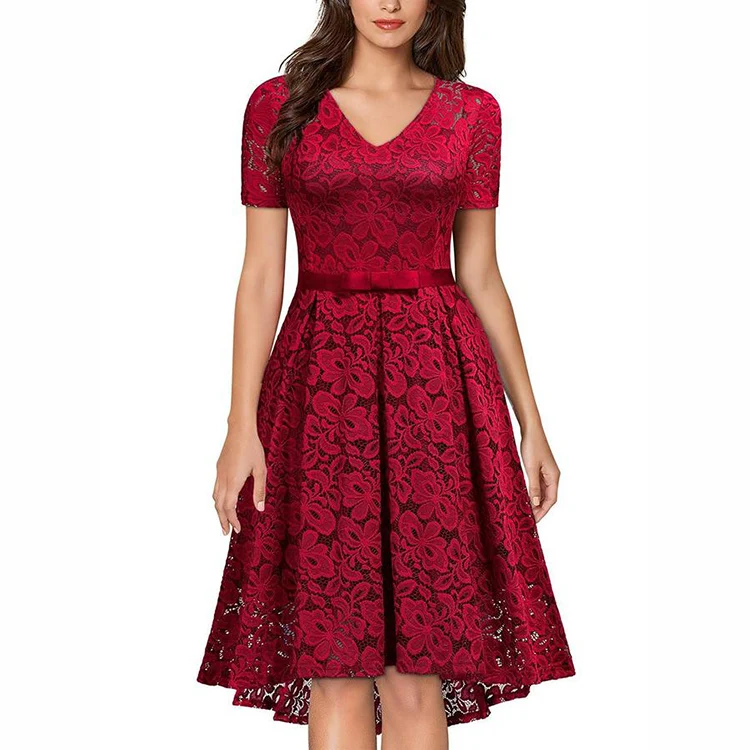 2020 Hot selling elegant casual dresses women clothing Party bridesmaid dress vintage V-neck plus size lace evening dress, Customized color
2020 Hot selling elegant casual dresses women clothing Party bridesmaid dress vintage V-neck plus size lace evening dress, Customized color