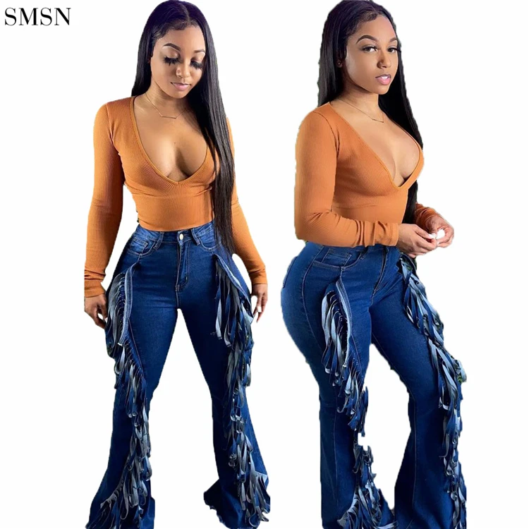 CATHY Fashionable Solid Color Tassel Trumpet Denim Jeans Zipper Fly Woman Jeans 2021
CATHY Fashionable Solid Color Tassel Trumpet Denim Jeans Zipper Fly Woman Jeans 2021