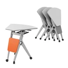 School Area Fan Shaped Training Desk Plastic Conference Folding Table With Wheels For Office