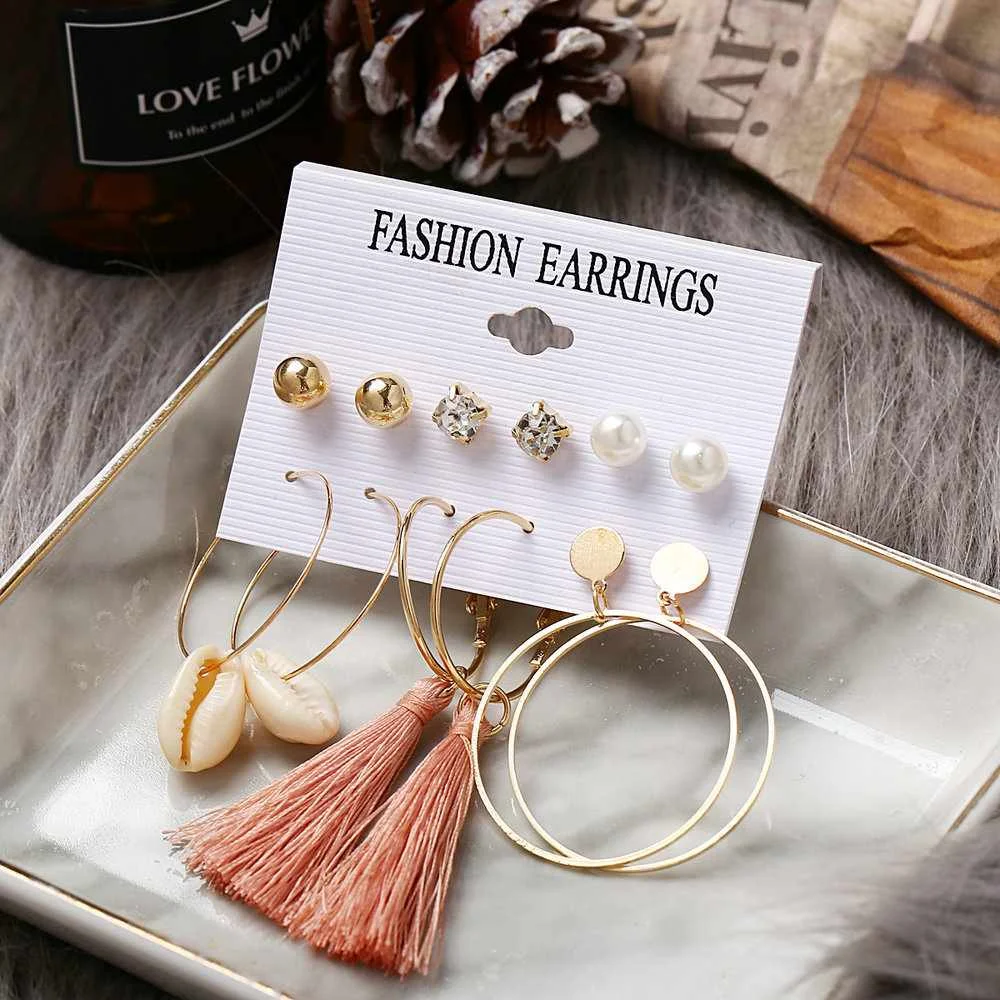 2020 Bohemian Tassel Hoop Drop Earring Set for Women Wholesale Gold Plated Jewelry for Female
2020 Bohemian Tassel Hoop Drop Earring Set for Women Wholesale Gold Plated Jewelry for Female