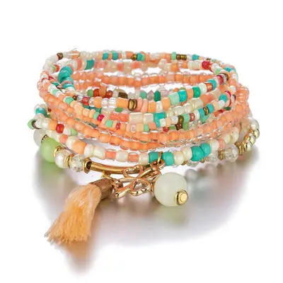 New Bohemian hand jewelry natural stone rice beads four leaf grass tassel pendant mix set multi layer bracelet for women
New Bohemian hand jewelry natural stone rice beads four leaf grass tassel pendant mix set multi layer bracelet for women