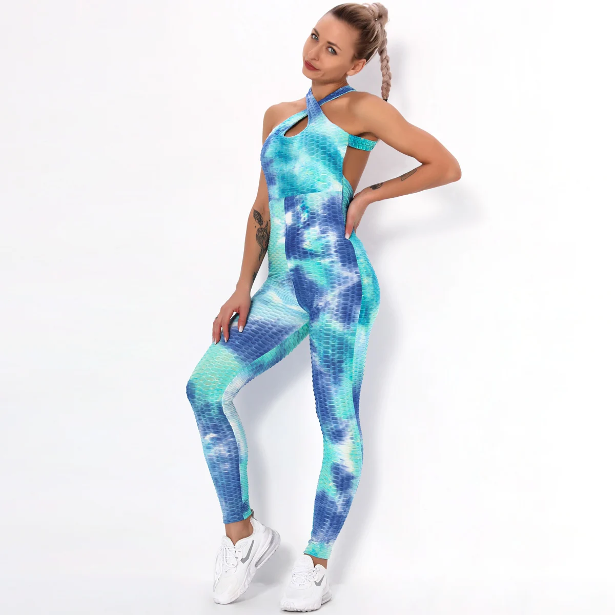 Sexy cross tie dyed beautiful back Yoga suit set women's fitness bubble multicolor one-piece suit, Picture
Sexy cross tie dyed beautiful back Yoga suit set women's fitness bubble multicolor one-piece suit, Picture