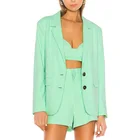 Women two piece set long sleeve blazer hot pants slim OL suit