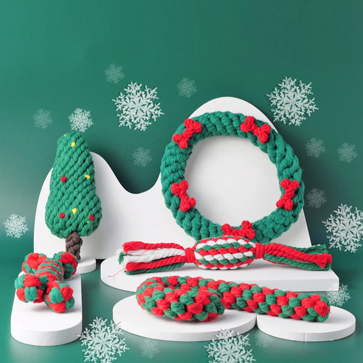 Xmas dog rope toys interactive teeth grinding chew Christmas cotton rope ball pet toy set
Xmas dog rope toys interactive teeth grinding chew Christmas cotton rope ball pet toy set