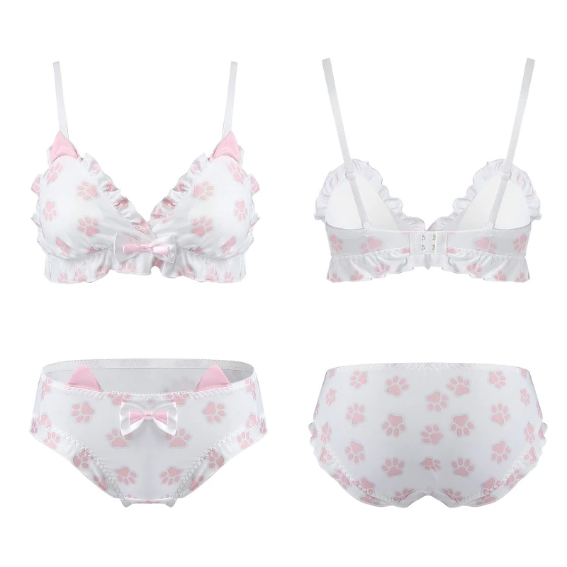 iEFiEL Women Girls Paw Print Lingerie Set Sexy Cute Removable Padded Bra with Briefs
iEFiEL Women Girls Paw Print Lingerie Set Sexy Cute Removable Padded Bra with Briefs