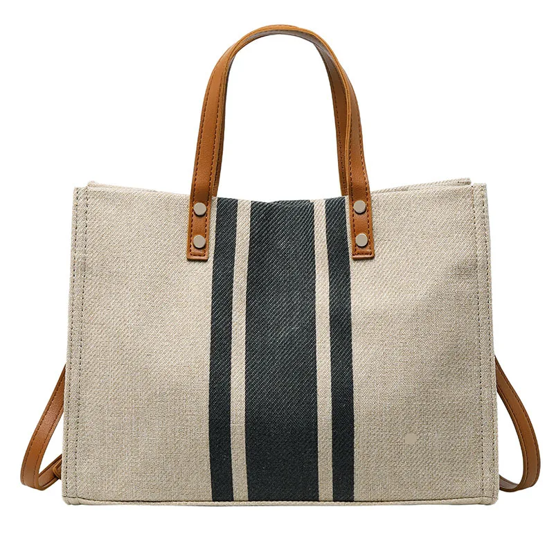 New Arrival Ladies Hand Held Large-Capacity Striped Canvas Handbag Ins Student Shoulder Bag Canvas Tote Bag
New Arrival Ladies Hand Held Large-Capacity Striped Canvas Handbag Ins Student Shoulder Bag Canvas Tote Bag