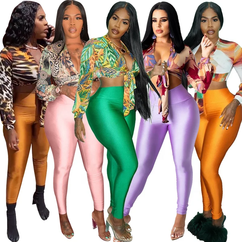 2022 Spring Fashion Women's Sets Digital Printed Crop Top Bandage Classy Candy Color Slim Waist Two Piece Pants Matching Set
2022 Spring Fashion Women's Sets Digital Printed Crop Top Bandage Classy Candy Color Slim Waist Two Piece Pants Matching Set