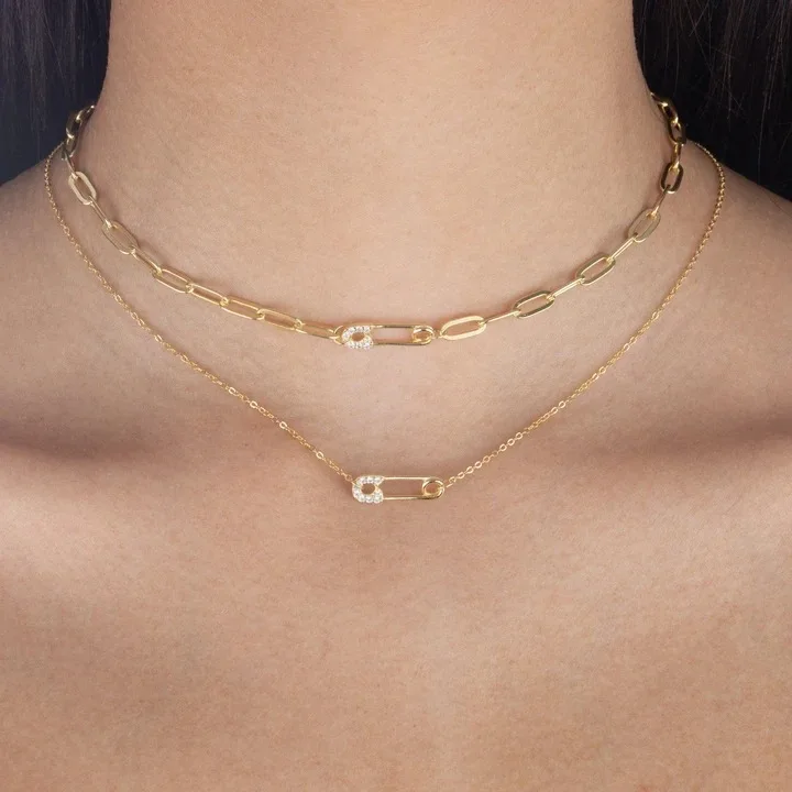 New Fashion metal paper clip necklace French fashion summer style brass 18K real gold plated necklaces choker for Girl
New Fashion metal paper clip necklace French fashion summer style brass 18K real gold plated necklaces choker for Girl