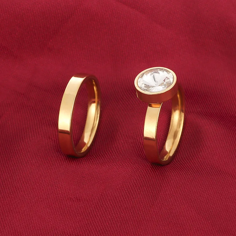 new high quality 18k gold plate stainless steel Jewelry Stainless steel diamond zircon simple glossy couple ring wholesale
new high quality 18k gold plate stainless steel Jewelry Stainless steel diamond zircon simple glossy couple ring wholesale