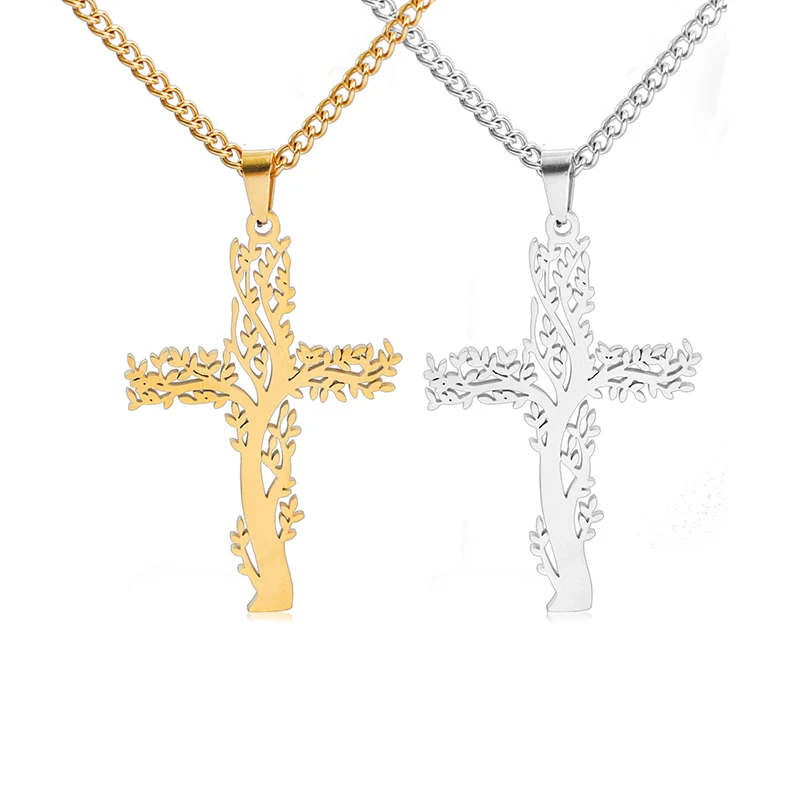 Stainless Steel Mens Religious Accessories Customized Unique Design Mens 18k Gold Plated Tree Of Life Cross Pendant Necklace, Silver(steel), gold, rose gold
Stainless Steel Mens Religious Accessories Customized Unique Design Mens 18k Gold Plated Tree Of Life Cross Pendant Necklace, Silver(steel), gold, rose gold