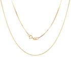 18K solid gold chain jewelry 0.8mm real yellow gold box links chain necklace for woman