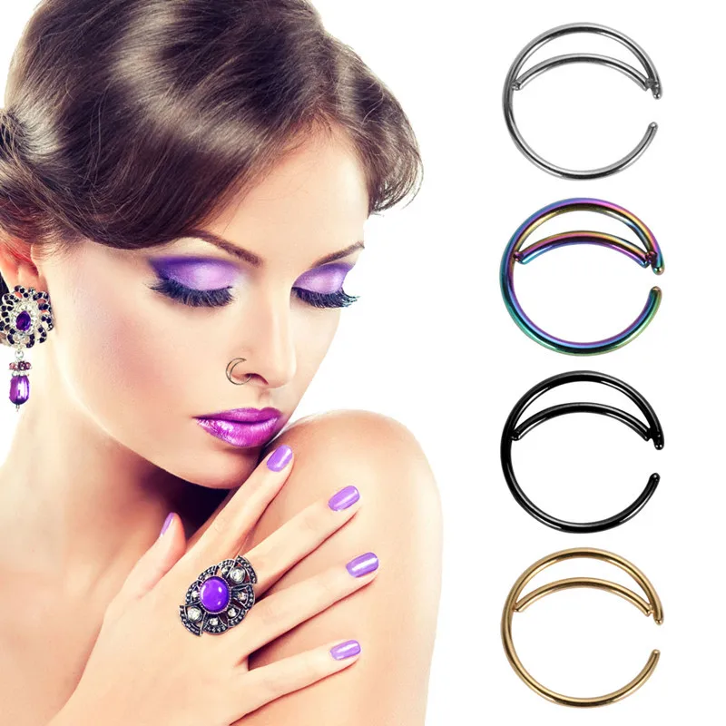 Crescent fake nose ring stainless steel clip on nose rings for women moon ear bone ring ear bone nail faux factory wholesale, Steel color/ black/rainbow/gold/bule/rose gold
Crescent fake nose ring stainless steel clip on nose rings for women moon ear bone ring ear bone nail faux factory wholesale, Steel color/ black/rainbow/gold/bule/rose gold