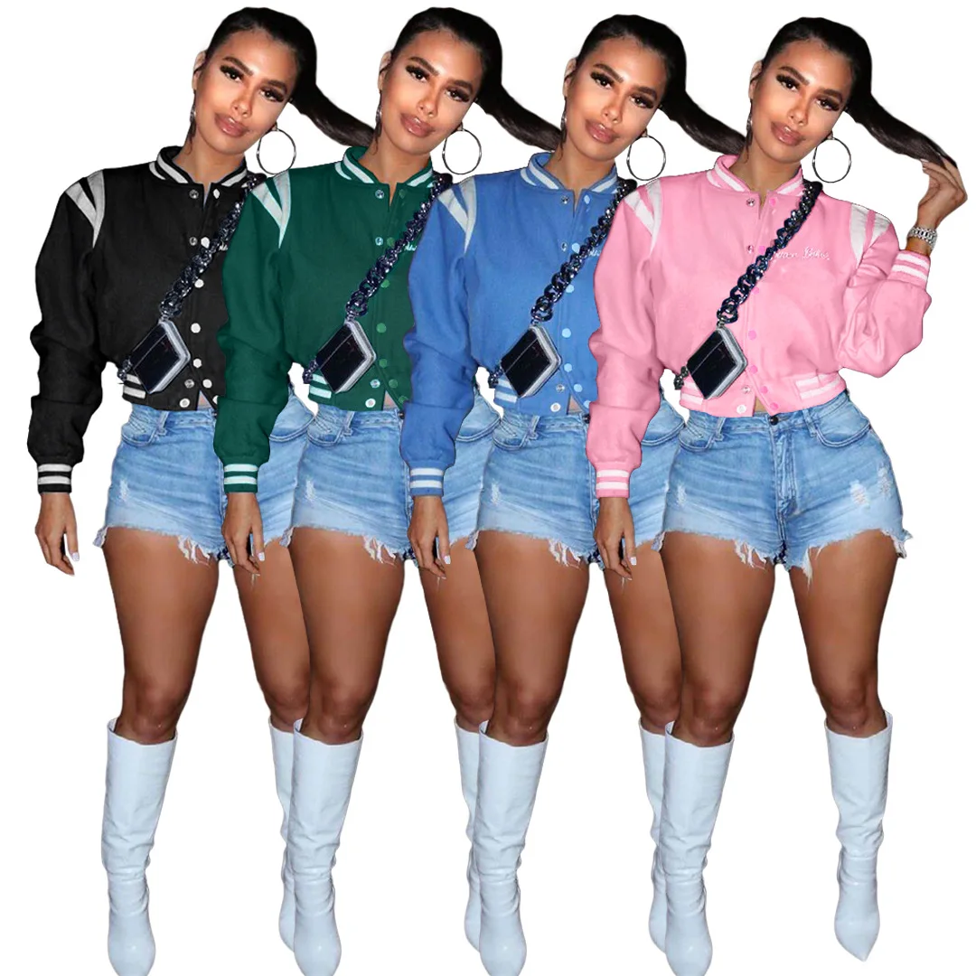 2022 Fall Winter Fashion Short Jacket Ladies Embroidered Letter Flannel Baseball Jersey Women's Bomber Jacket
2022 Fall Winter Fashion Short Jacket Ladies Embroidered Letter Flannel Baseball Jersey Women's Bomber Jacket