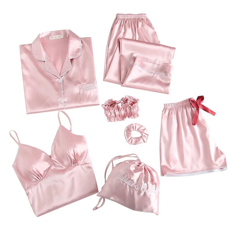 women's pajama set home clothes sleepwear for woman pyjamas set silk 7-piece 4 colors M-XL
women's pajama set home clothes sleepwear for woman pyjamas set silk 7-piece 4 colors M-XL