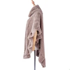 Fashion high collar Brown faux fur Shawl coat for women winter warm