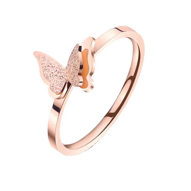 SC Korean Style Gold Plated Butterfly Wedding Rings Valentine Rings Fashion Double Frosted Stainless Steel Butterfly Rings Women, Gold, rose gold
SC Korean Style Gold Plated Butterfly Wedding Rings Valentine Rings Fashion Double Frosted Stainless Steel Butterfly Rings Women, Gold, rose gold