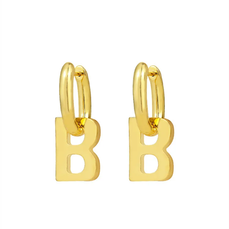 2021 European 18K Gold Plated Oval Round Hoop Initial Earrings Geometric Letter B Earring, Picture
2021 European 18K Gold Plated Oval Round Hoop Initial Earrings Geometric Letter B Earring, Picture