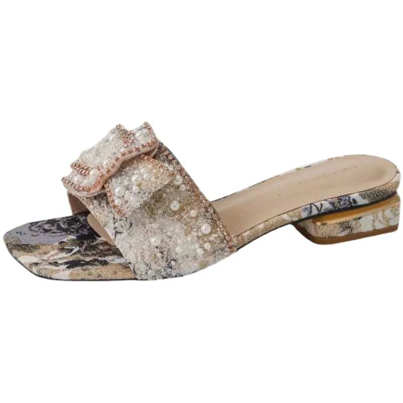 New Rhinestone Women's Sandals Thick Heel Fashion Flat Bottoms Ladies Shoes Summer Casual Square Head Outside Female Slippers
New Rhinestone Women's Sandals Thick Heel Fashion Flat Bottoms Ladies Shoes Summer Casual Square Head Outside Female Slippers