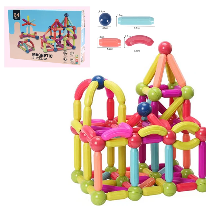 64PCS Smart magnetic ball rod toys educational magnetic toys for kids 3D Assembly Building Blocks Magnetic balls and stick
64PCS Smart magnetic ball rod toys educational magnetic toys for kids 3D Assembly Building Blocks Magnetic balls and stick