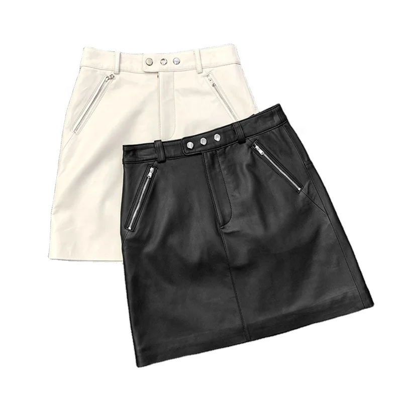 New Fashion Genuine Sheepskin Skirt Women Spring Autumn High Waist Black Leather Skirt, Customized colors
New Fashion Genuine Sheepskin Skirt Women Spring Autumn High Waist Black Leather Skirt, Customized colors