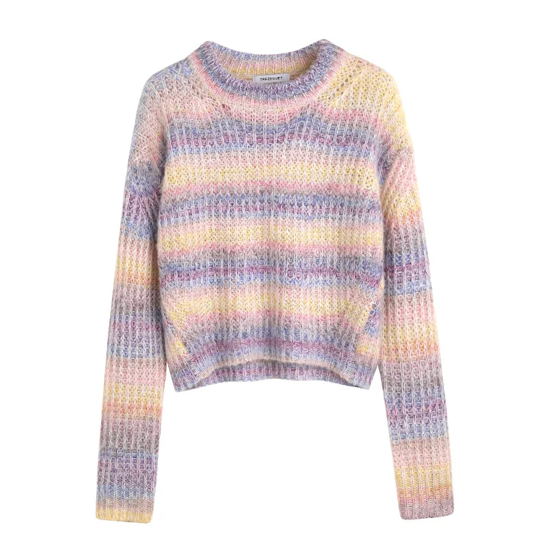 High Quality Autumn Wool Long Sleeve Mohair O-Neck Loose Colored Korean Casual Pullover Striped Soft Knitted Women's Sweater, Customized color
High Quality Autumn Wool Long Sleeve Mohair O-Neck Loose Colored Korean Casual Pullover Striped Soft Knitted Women's Sweater, Customized color